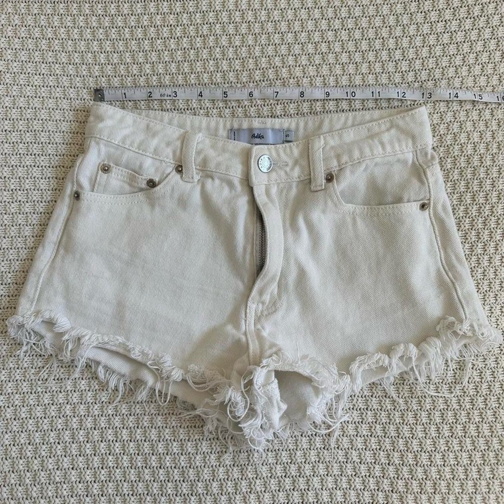 White Frayed Hem Women’s Sun & Moon Shorts - Picture 6 of 8